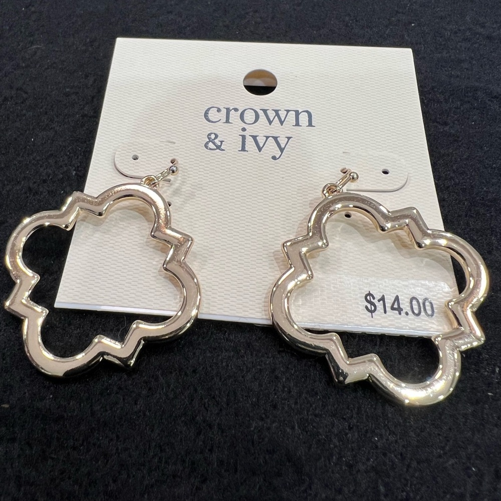 Crown & Ivy Gold Tone Statement Earrings
